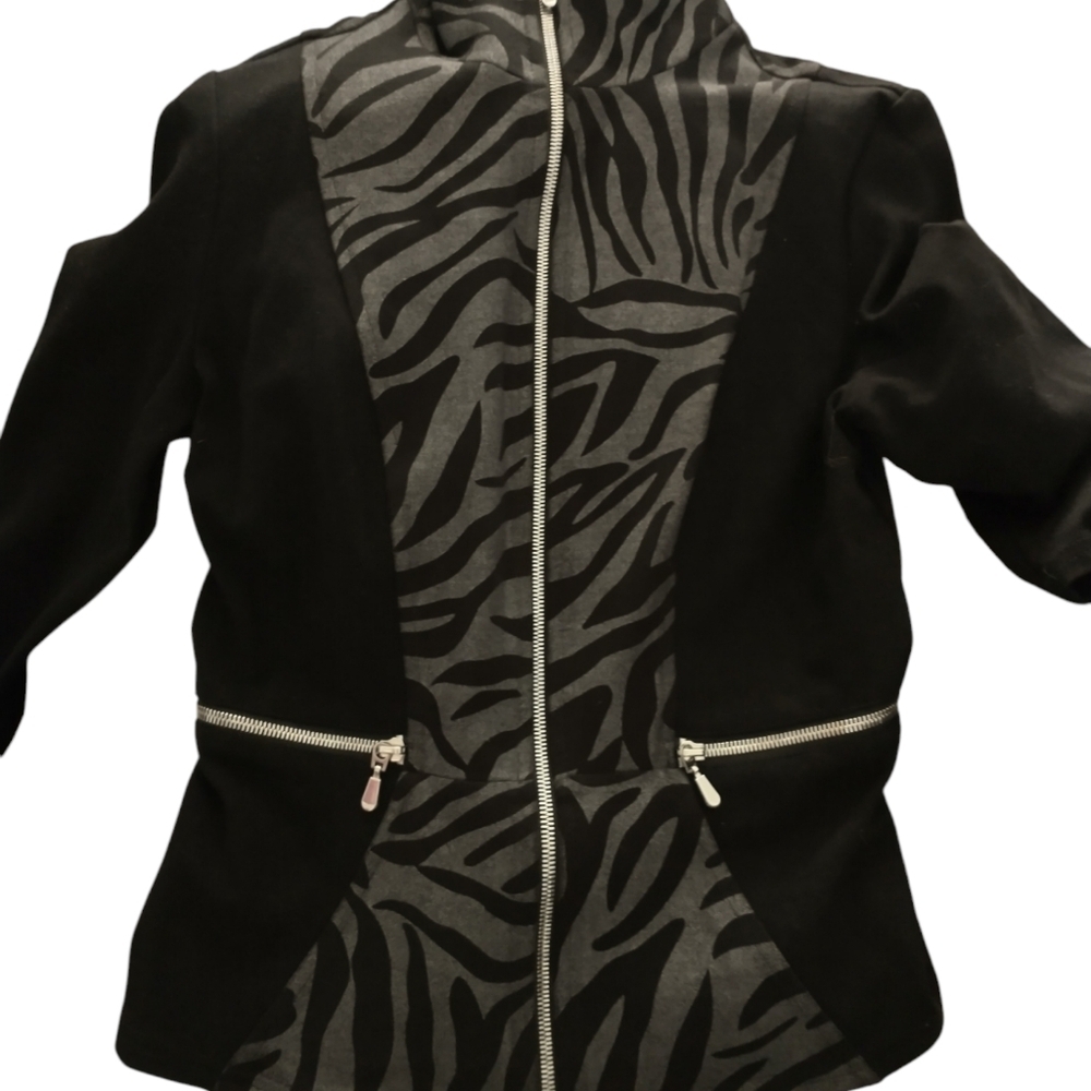 JOSEPH RIPKOFF 3/4 sleeve zip up high collar zebra print with zippered sides - Picture 5 of 7